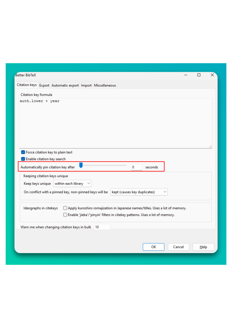 Configuración del complemento Better Bibtex
