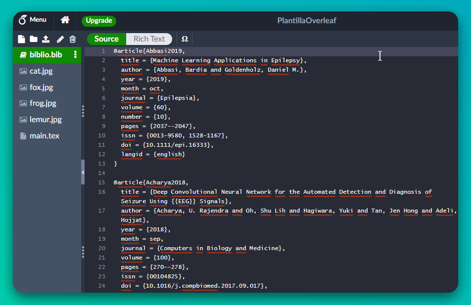 Detalle de un archivo .bib