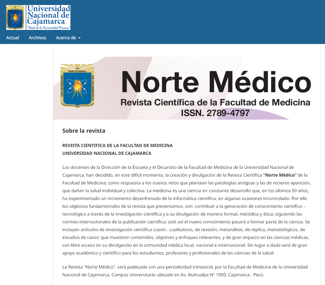 Página princial de la revista Norte Médico
