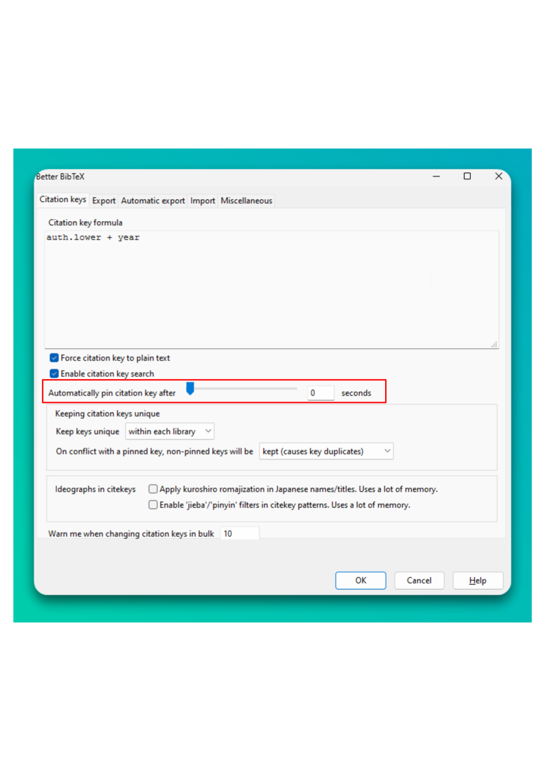 Configuración del complemento Better Bibtex