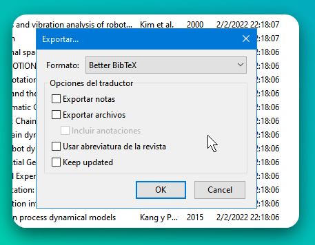 Modificar exportación de referencias